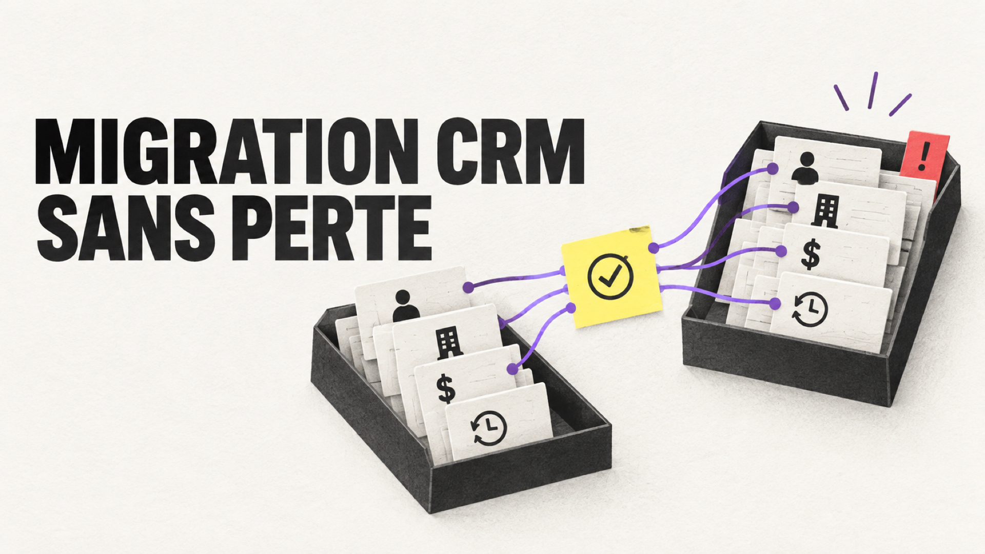 Fiches contacts, entreprises, affaires et historique reliées pendant une migration CRM contrôlée