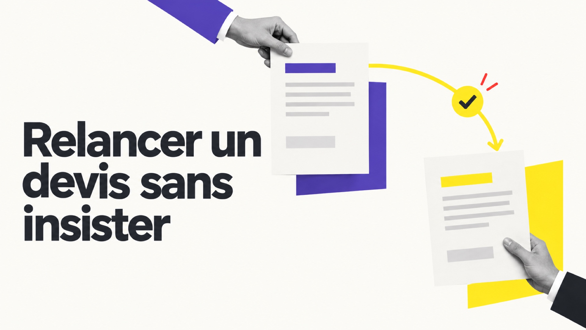 Deux devis reliés par un parcours de relance vers une décision du prospect