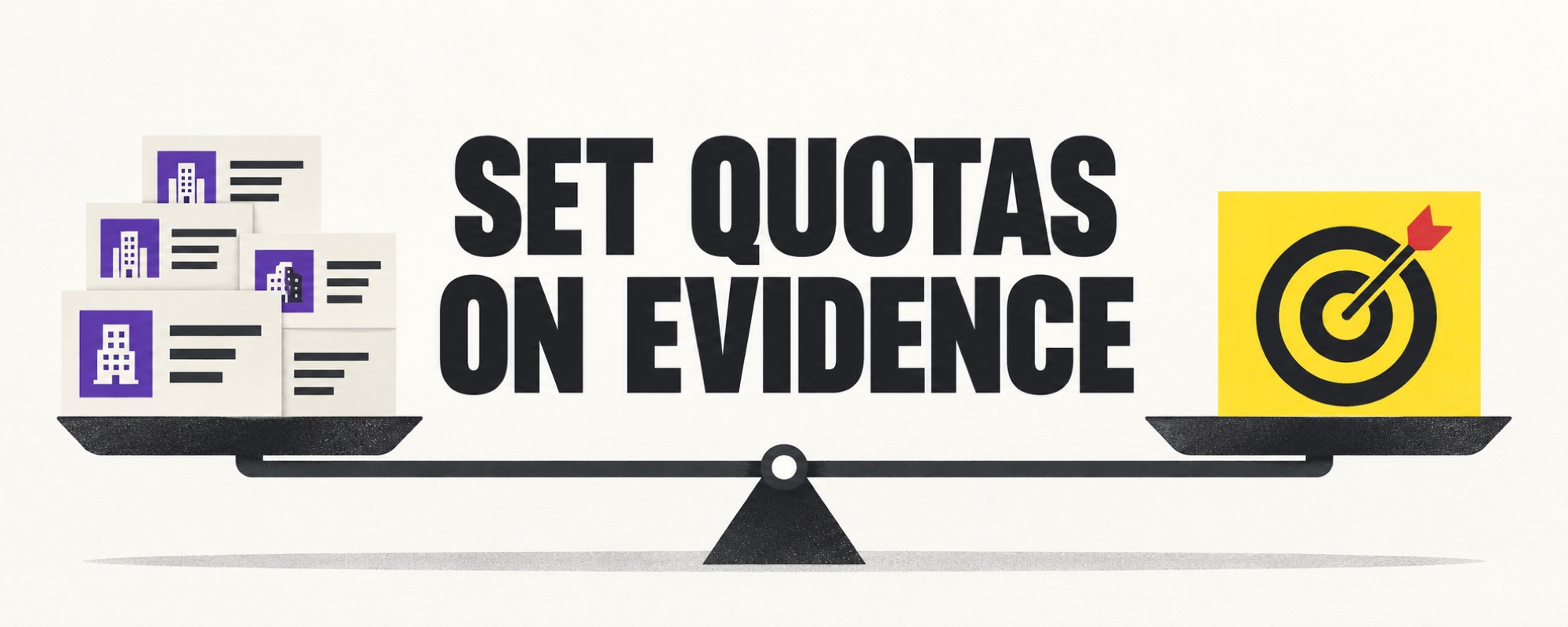 Account evidence and a target balanced on a scale beneath the words Set Quotas on Evidence